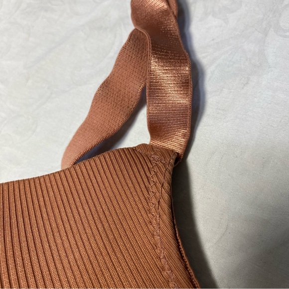 Daisy Fuentes Wireless 38D Soft Cup Bra Brown Nude Comfortable Lounge Ribbed - Picture 2 of 10